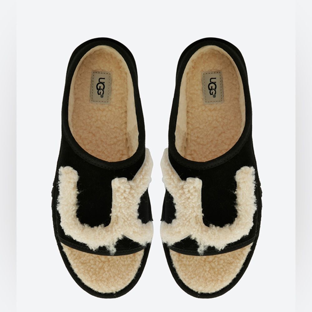 UGG Open Toe Slipper Black Size 7 Pre Loved